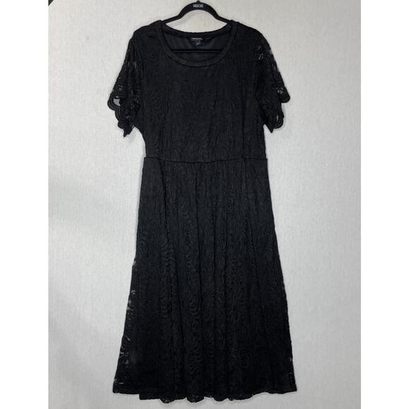 torrid Dresses & Skirts - Torrid Midi Dress SZ 3X Solid Black Dark Fairy Grunge Witchy Gothic Whimsigoth